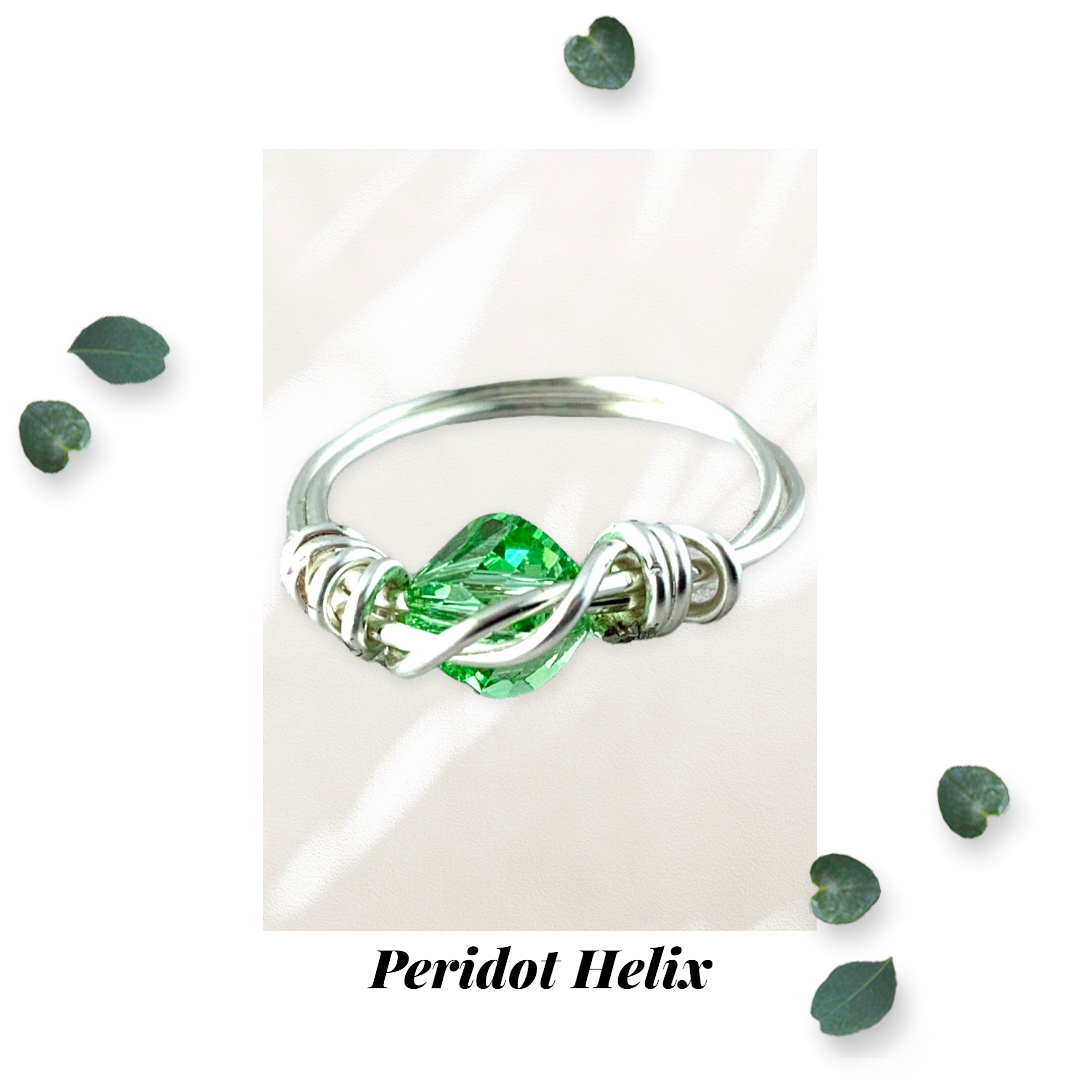 Peridot Helix Crystal Ring Size 2.5